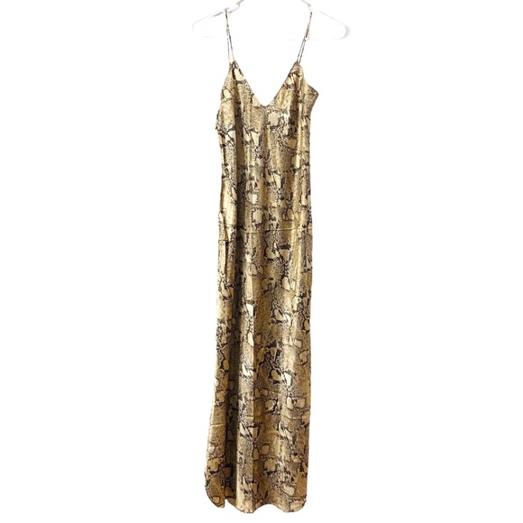 New BANANA REPUBLIC Dreamer 100% Silk Snake Print Petite Slip Maxi Dress Small P - Picture 5 of 15